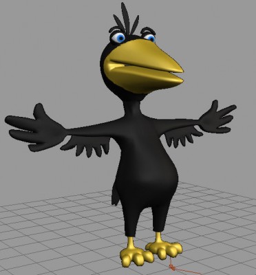 This is the cartoon crow model I loading into TrueSpace. Make a copy of your model and then move it to the right or left of the original.